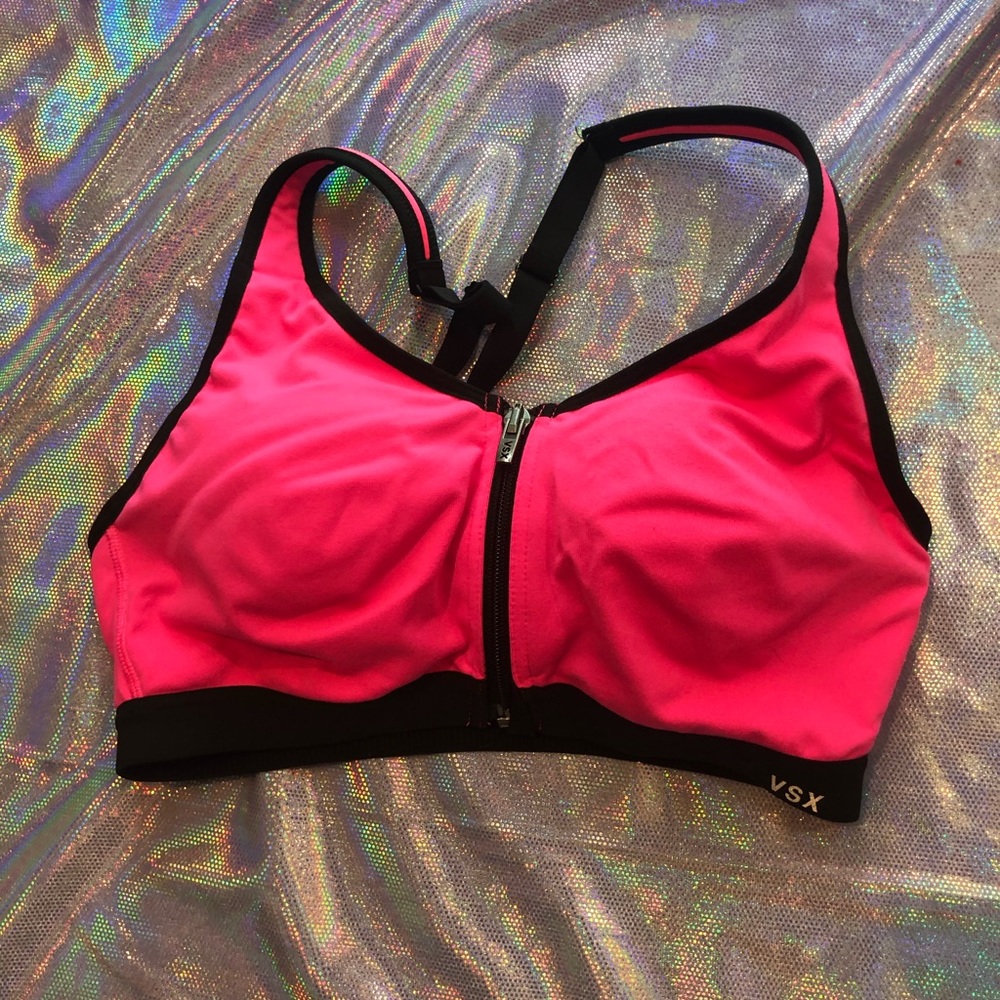 VSX Pink Zip Up Sports Bra